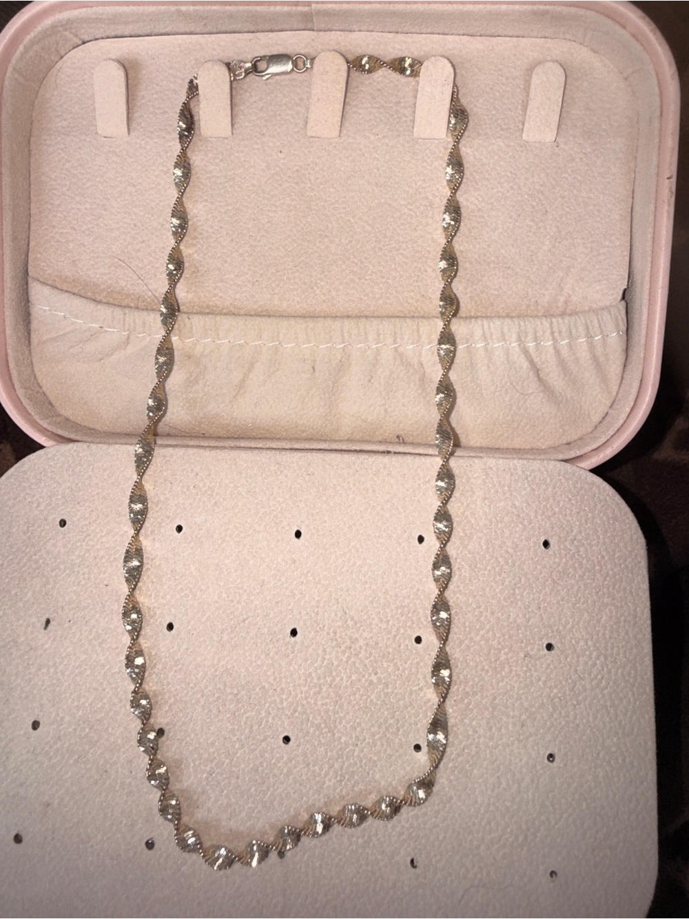Vintage Italy 925 Sterling Silver Twisted Herringbone Necklace 16inch